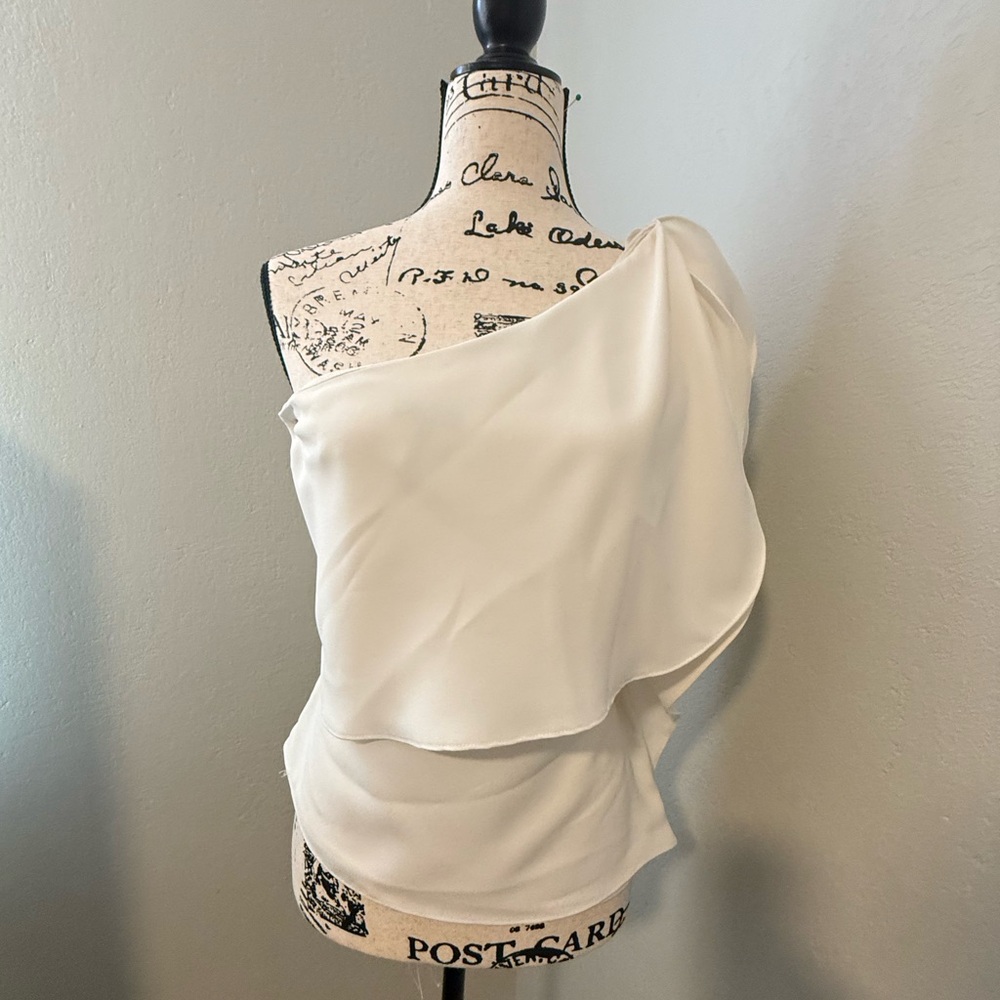 INTERMIX Cream One-Shoulder Top